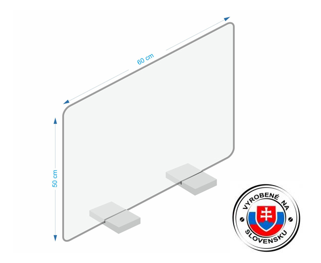 Mobilná akrylová ochrana Klasik na školské lavice, rozmer 50x60 cm 