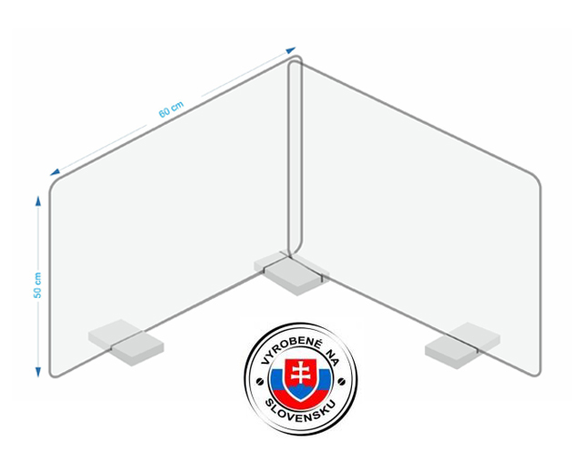 Mobilná akrylová ochrana ROH-ľavá na školské lavice, rozmer 50x60 cm 